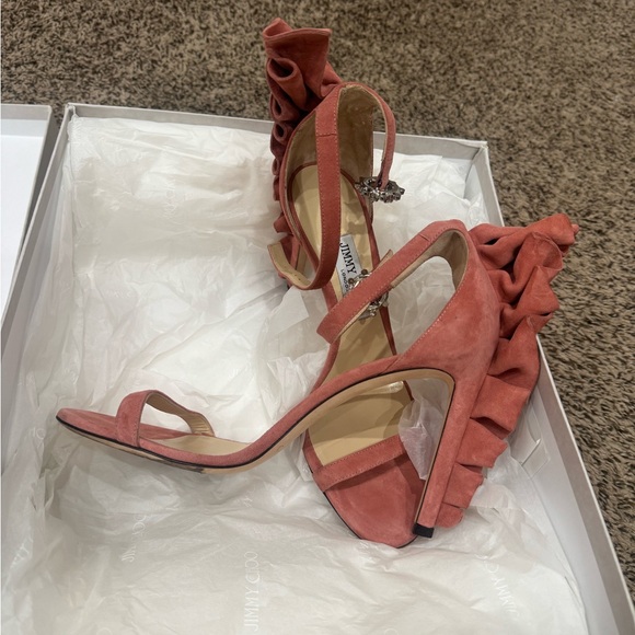 Jimmy Choo Pink Ruffle Sandals - Picture 4 of 7